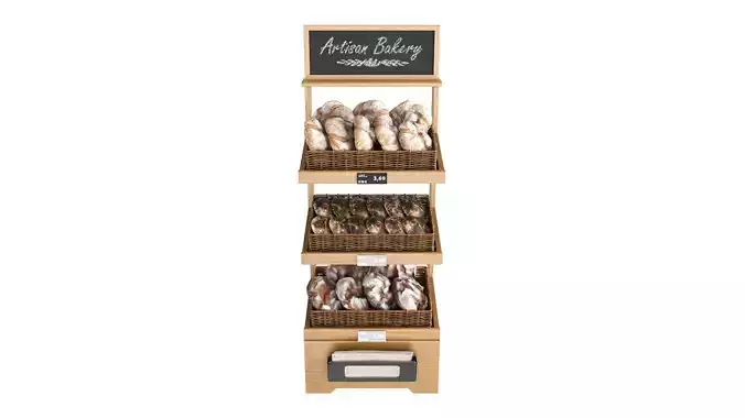 Wooden loaf bread stand 05 3D model 2