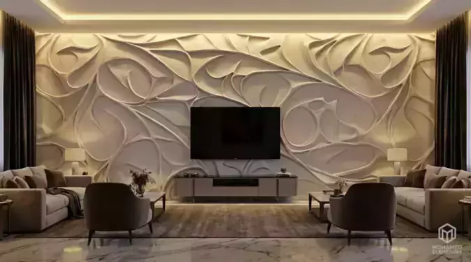 modern panel wall decor set relief stl mural CNC 300 