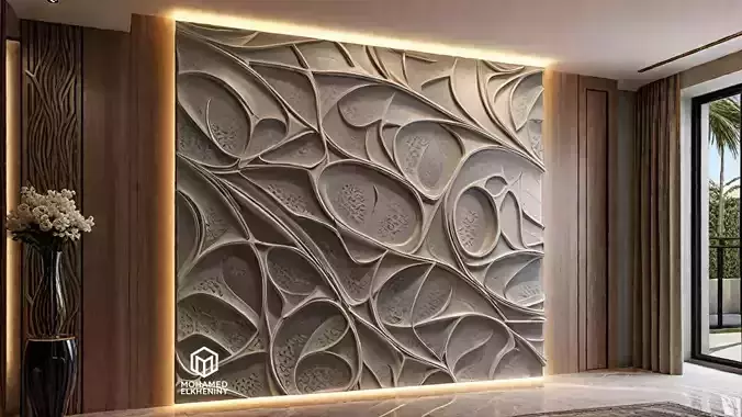 modern panel wall decor set relief stl mural CNC 300 