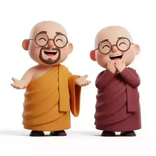 Buddhism People 3D Model Concept
