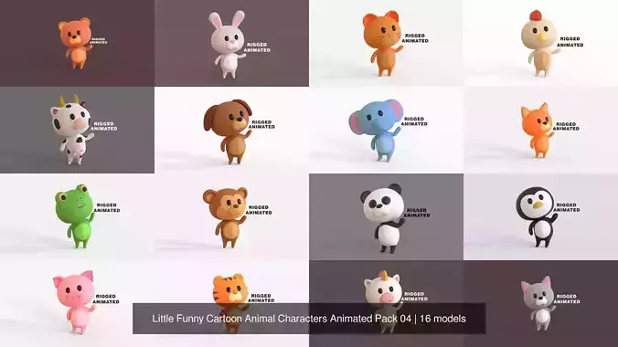 Little Funny Cartoon Animal Characters Animated Pack 04