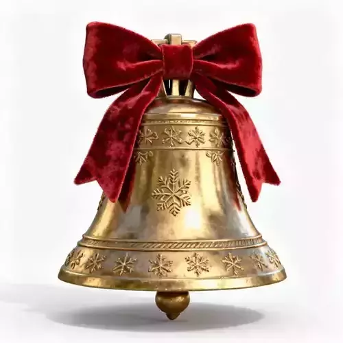 Large Golden Christmas Bell 3D Model