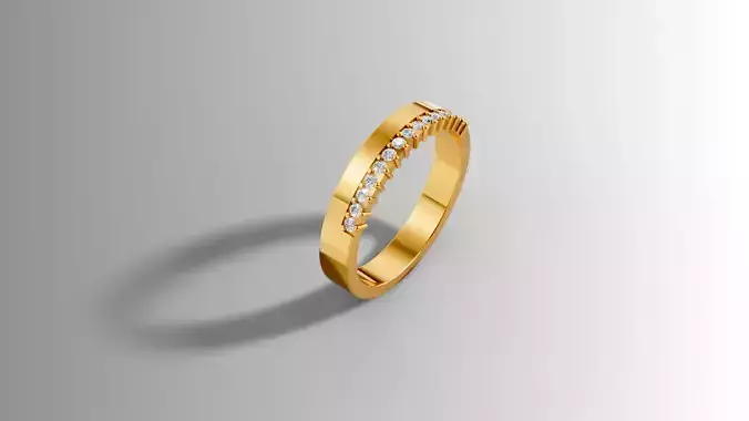 Gold Band with Linear Stone Setting