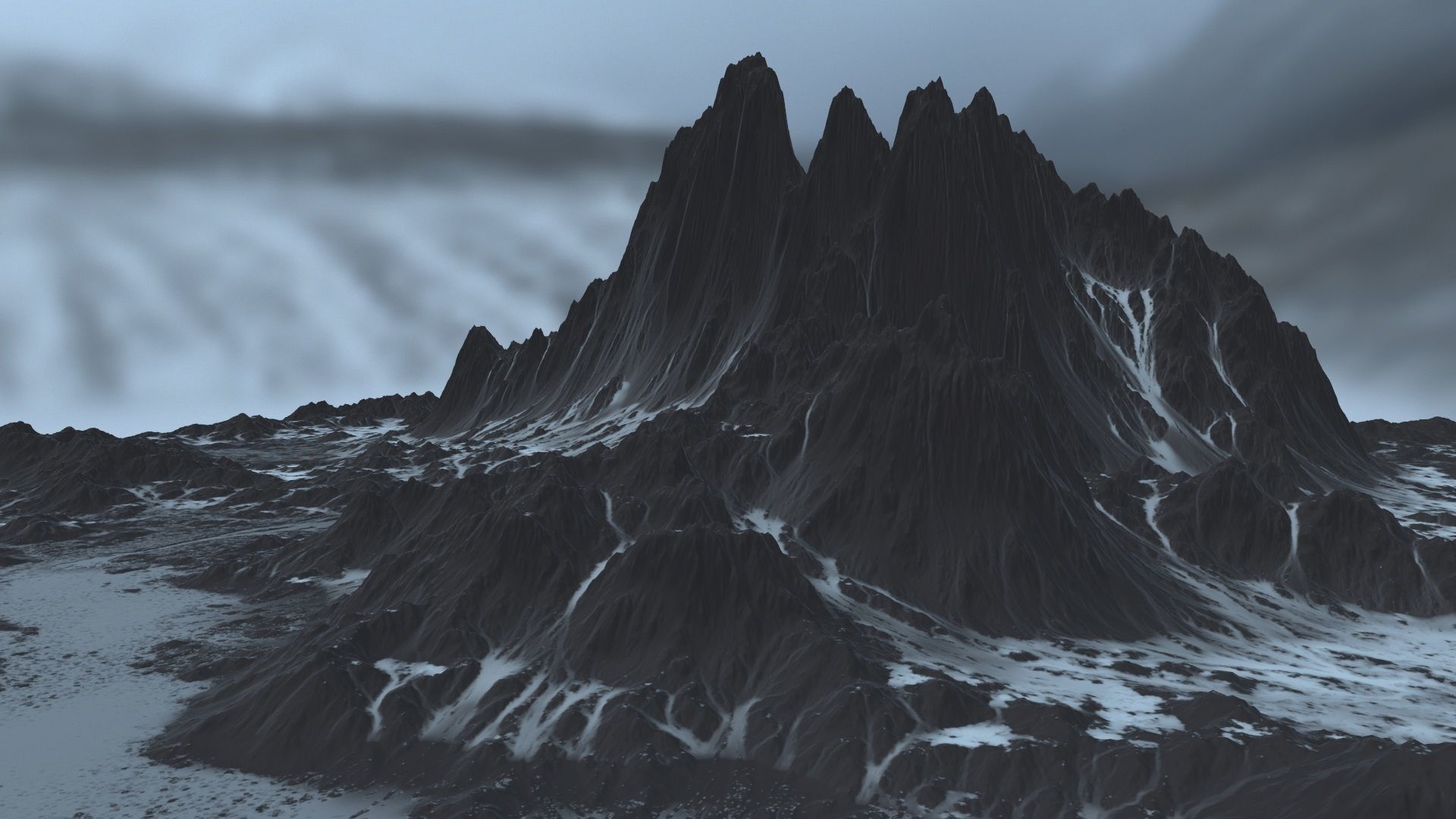 Snow Mountain Low-poly 3D model_3