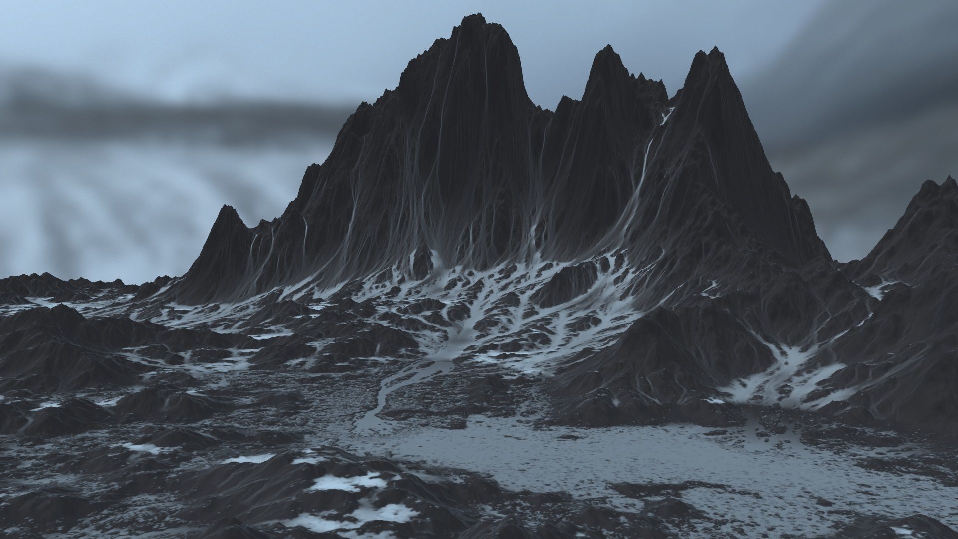 Snow Mountain Low-poly 3D model_2