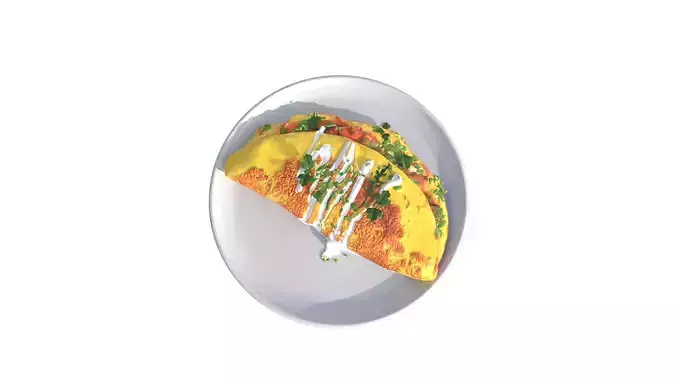 Fresh Omlette with Herbs Low-poly 3D model 7