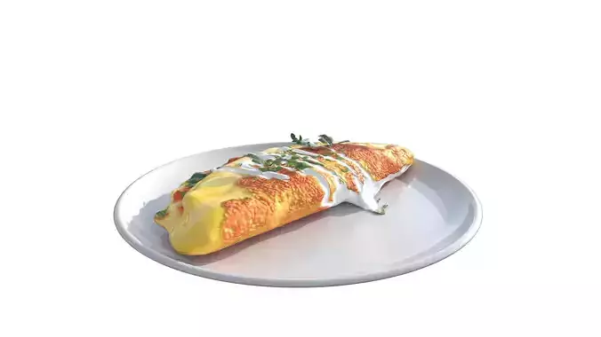 Fresh Omlette with Herbs Low-poly 3D model 3
