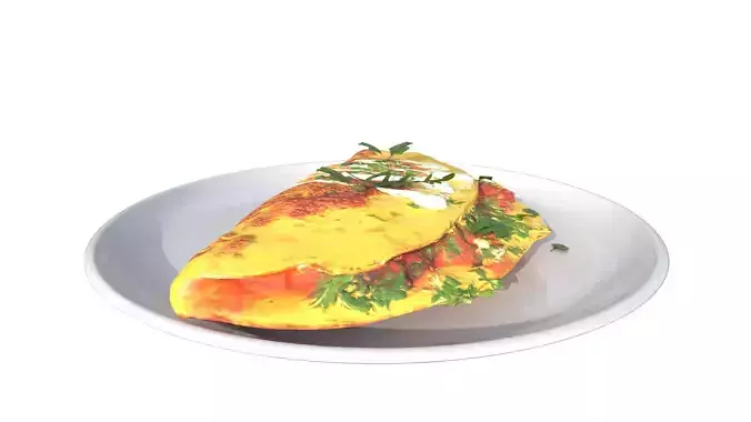 Fresh Omlette with Herbs Low-poly 3D model 6