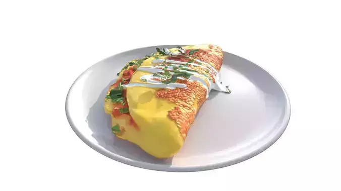 Fresh Omlette with Herbs Low-poly 3D model 4