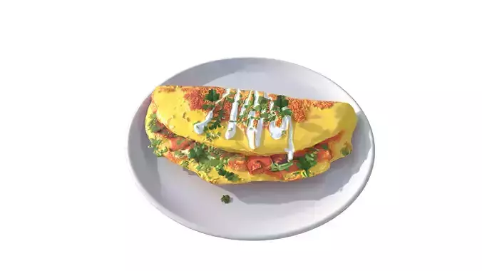 Fresh Omlette with Herbs Low-poly 3D model 5