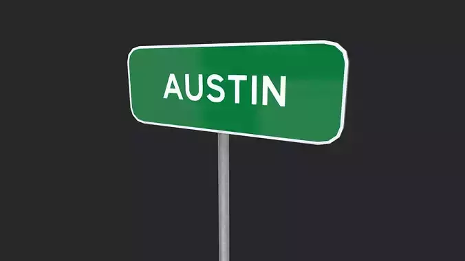 Austin City Road Sign 3D Model 