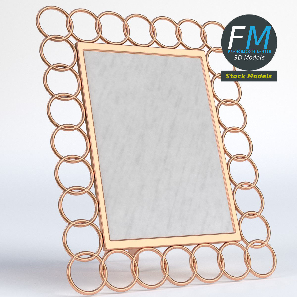 Photo picture frame with copper rings 3D model_3