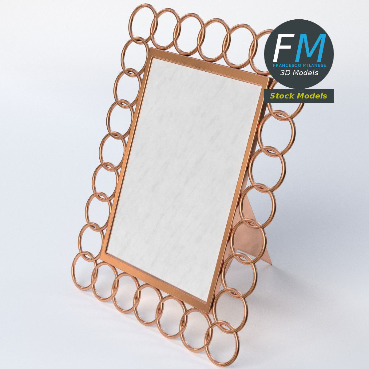 Photo picture frame with copper rings 3D model_5