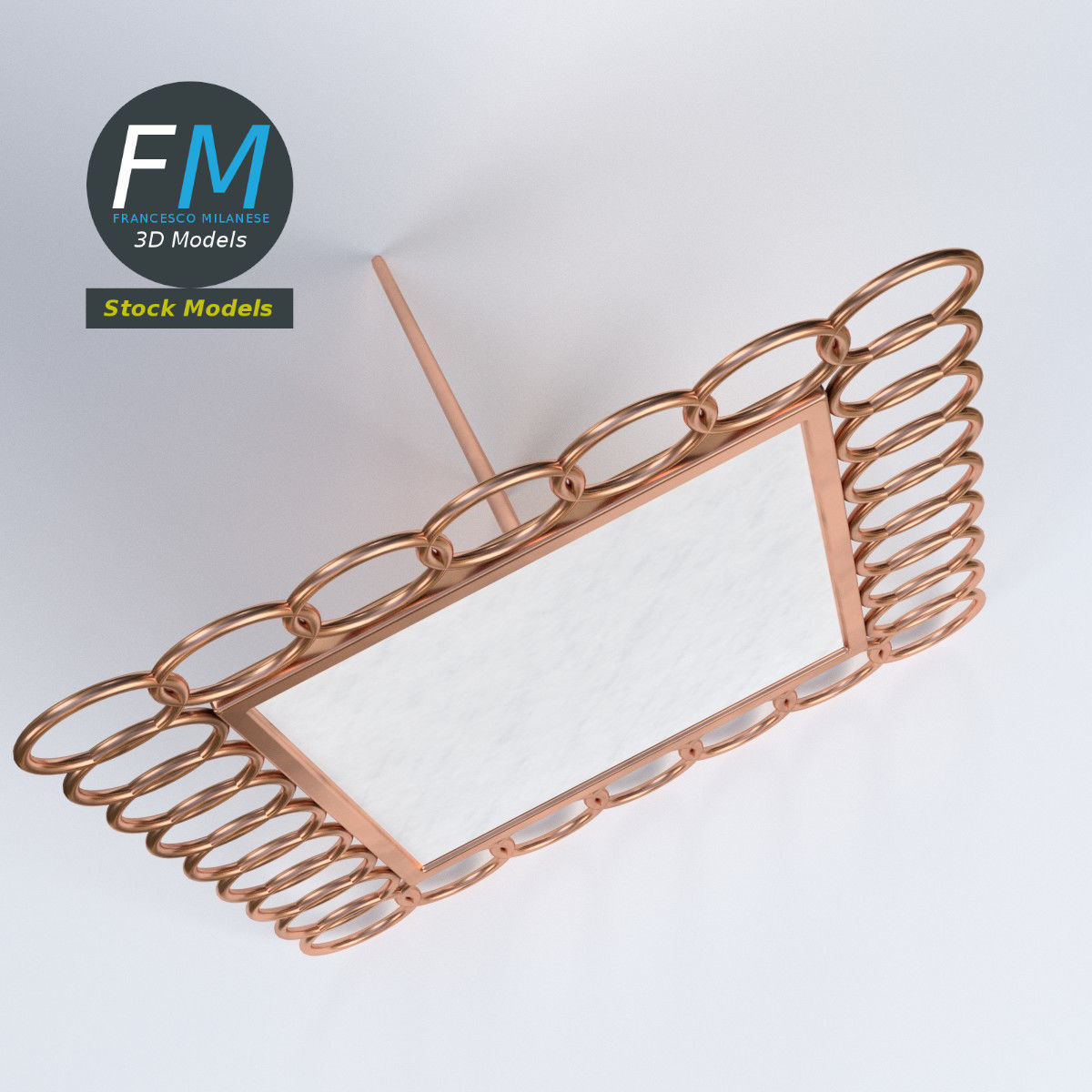 Photo picture frame with copper rings 3D model_6