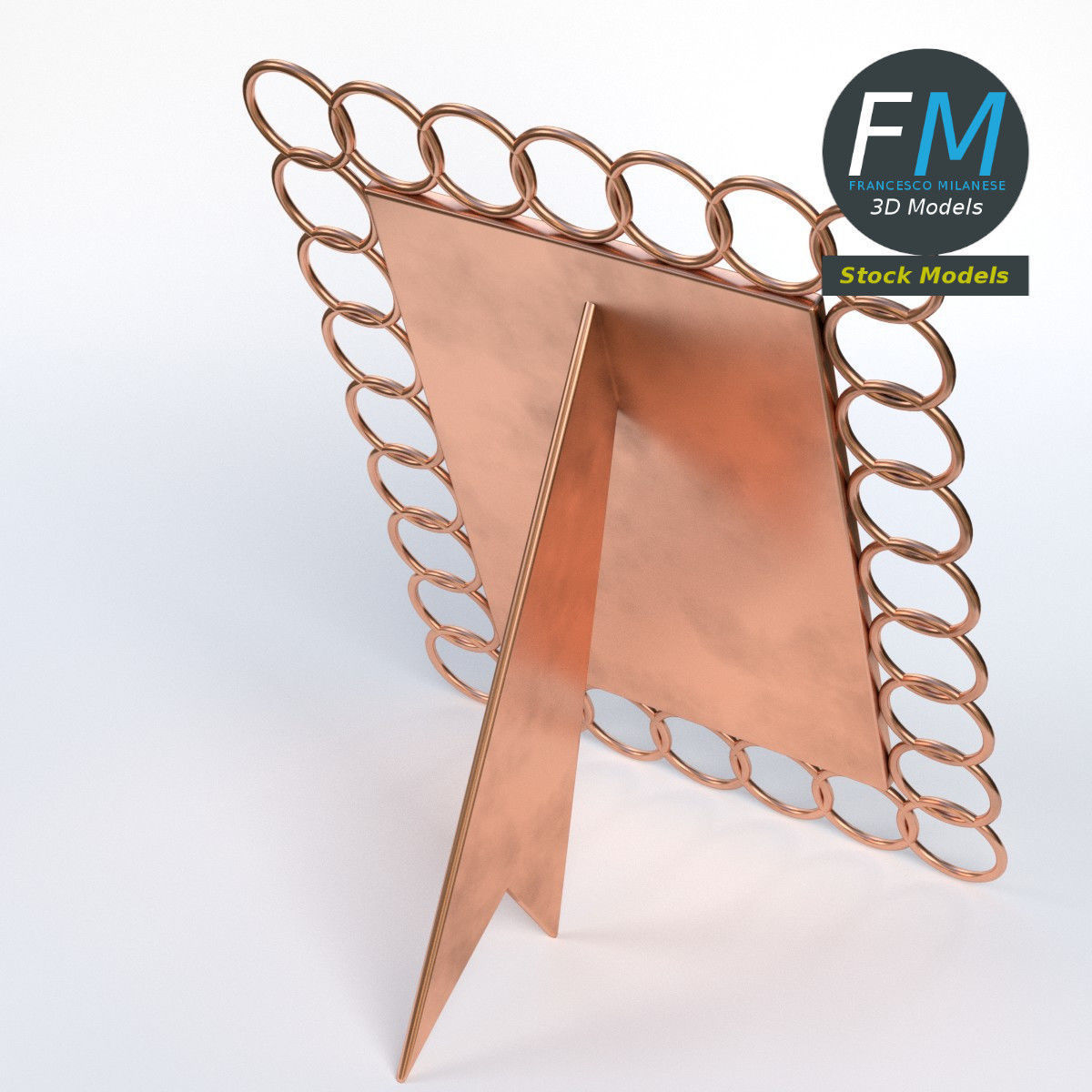 Photo picture frame with copper rings 3D model_2