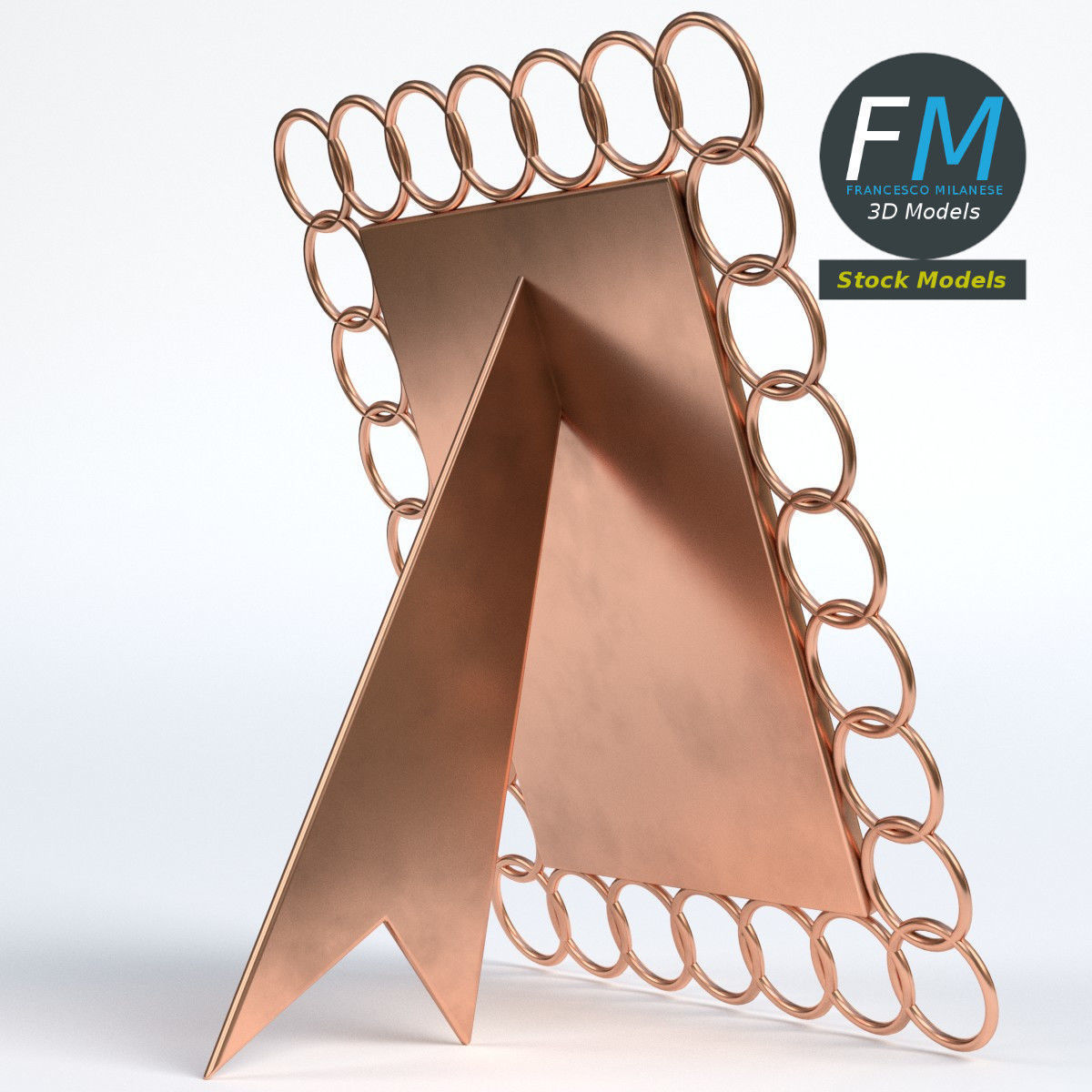Photo picture frame with copper rings 3D model_4