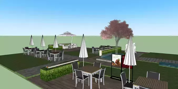 Modern Outdoor Cafe and Garden Seating Area