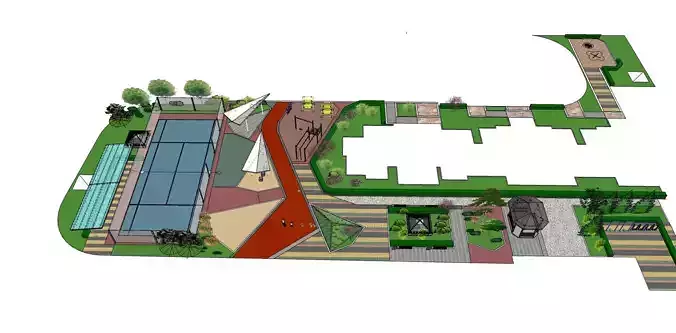 Modern Recreational Park Design   SketchUp 3D Model