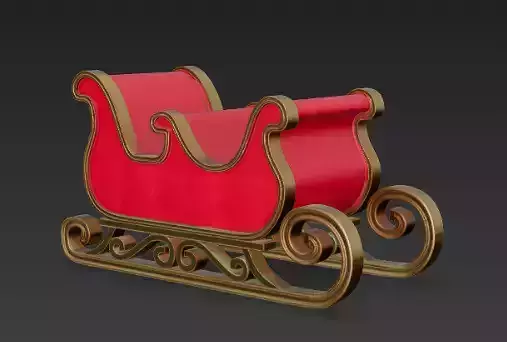 Luxury Santa Sleigh Low-poly 3D model