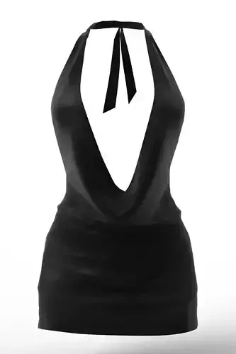Satin Black Cowl Neck Mini Dress or Halter Top