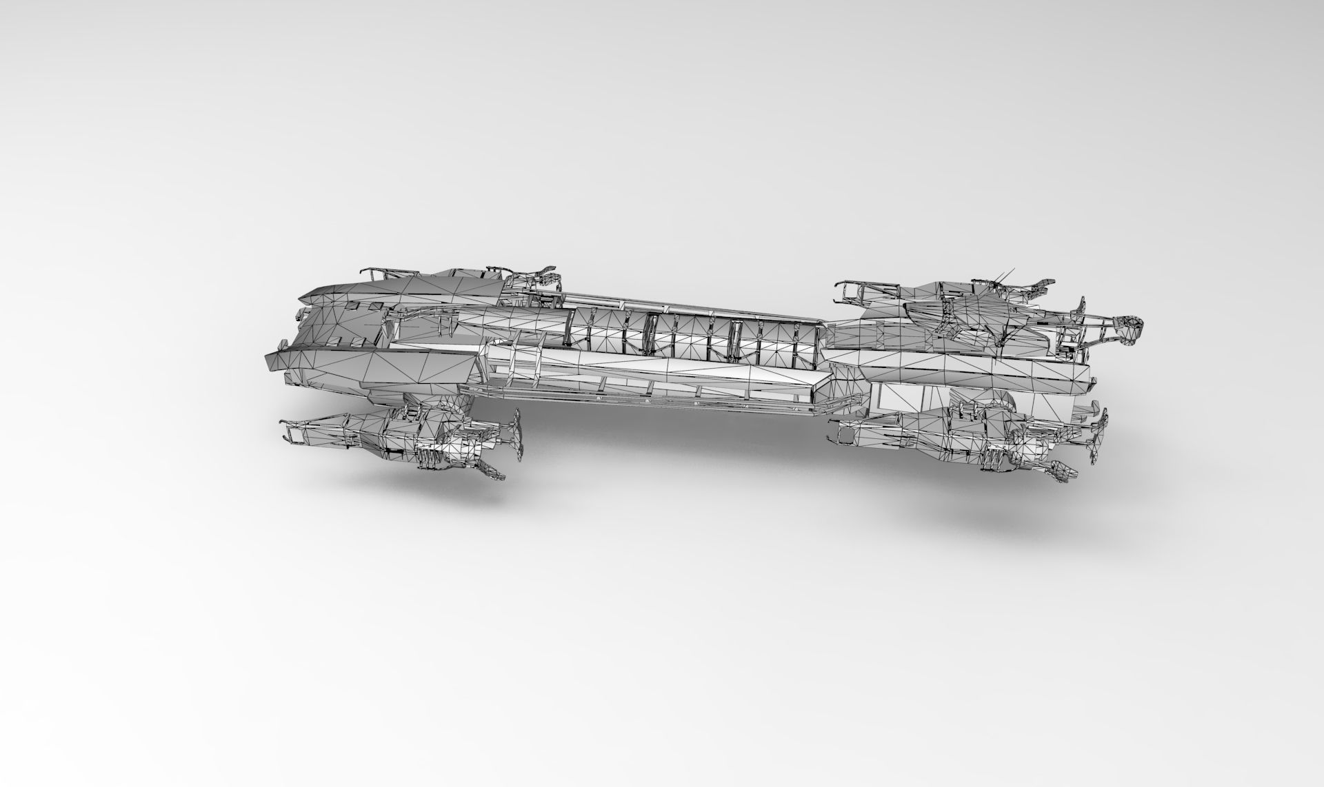 Cargo Spaceship Low-poly 3D model_4