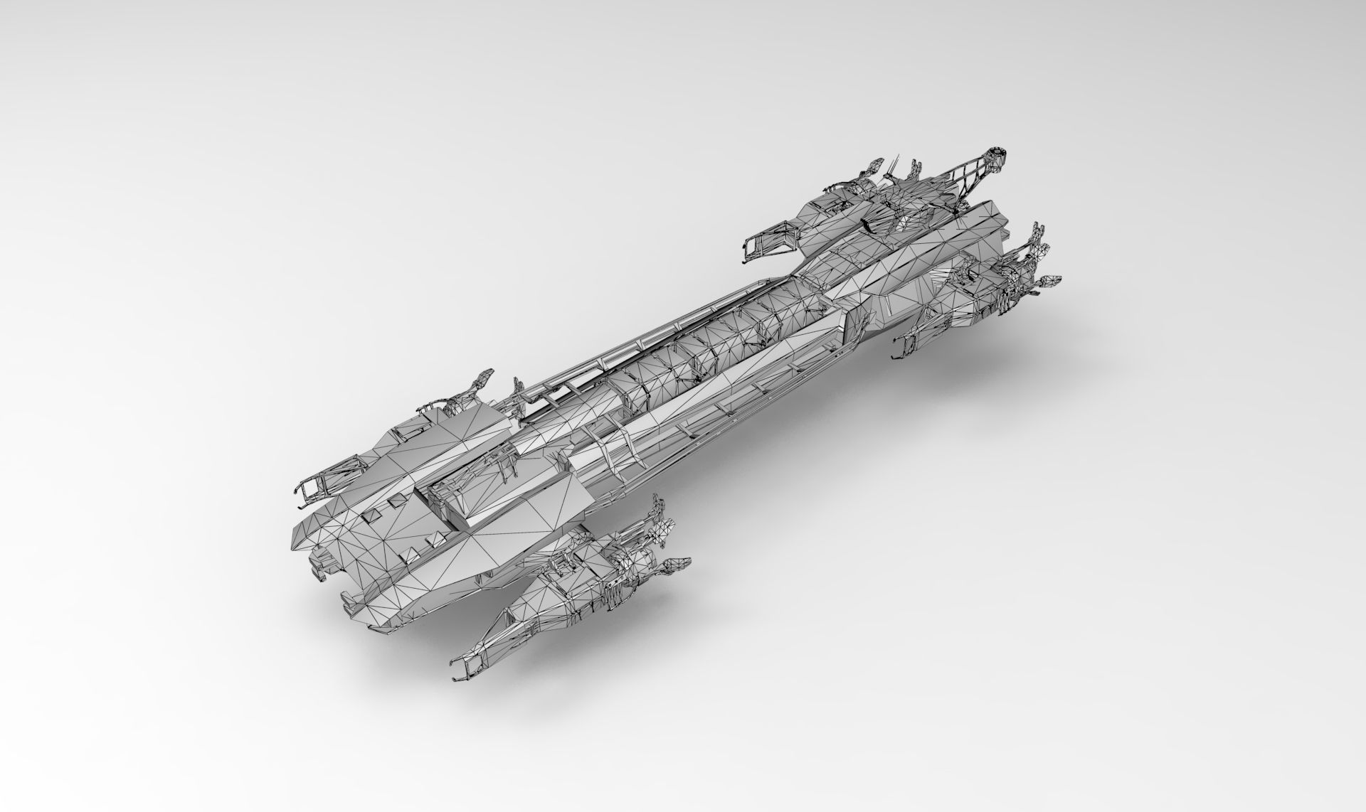 Cargo Spaceship Low-poly 3D model_3