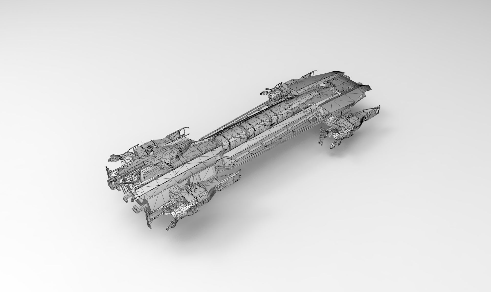 Cargo Spaceship Low-poly 3D model_5