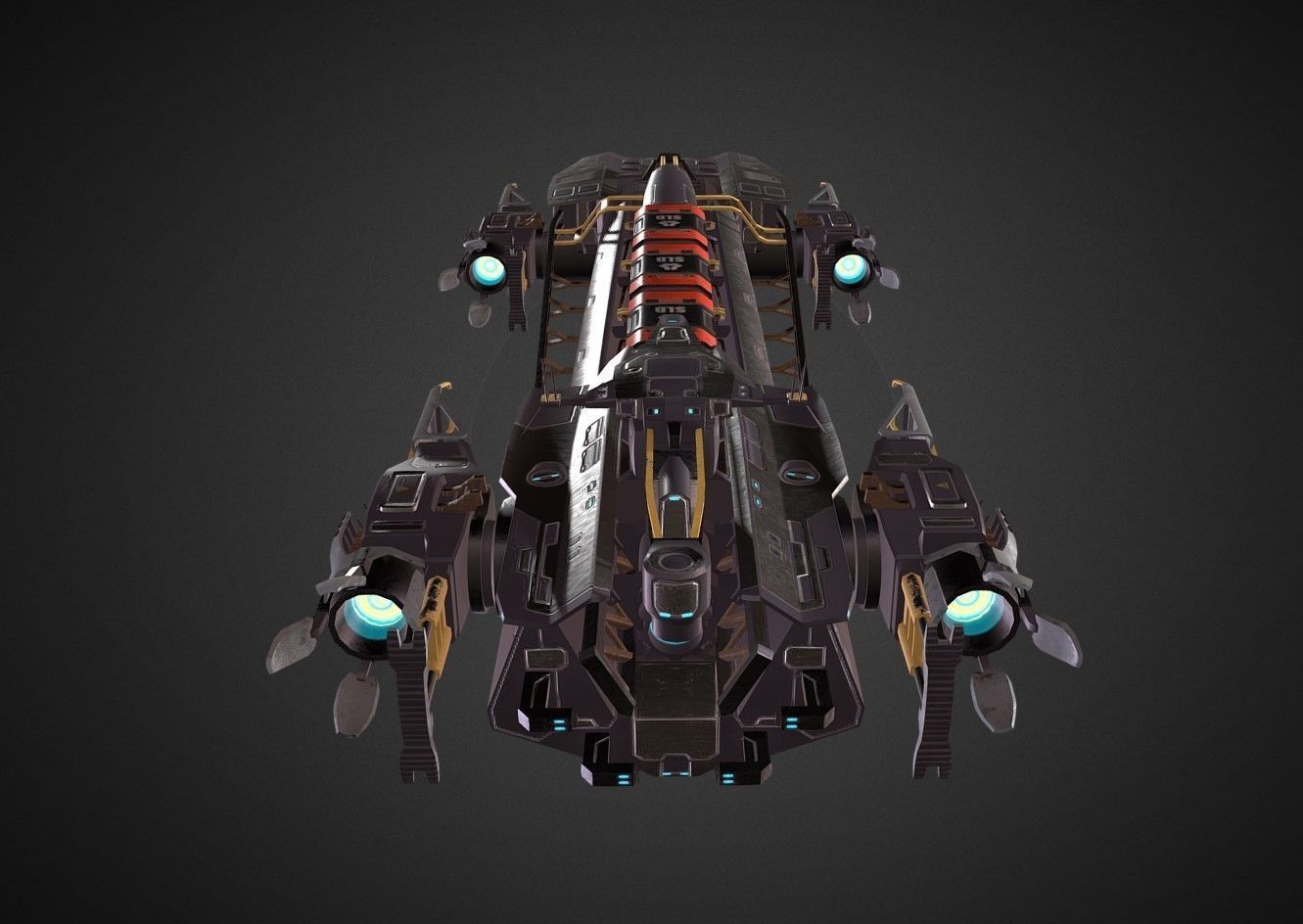 Cargo Spaceship Low-poly 3D model_2