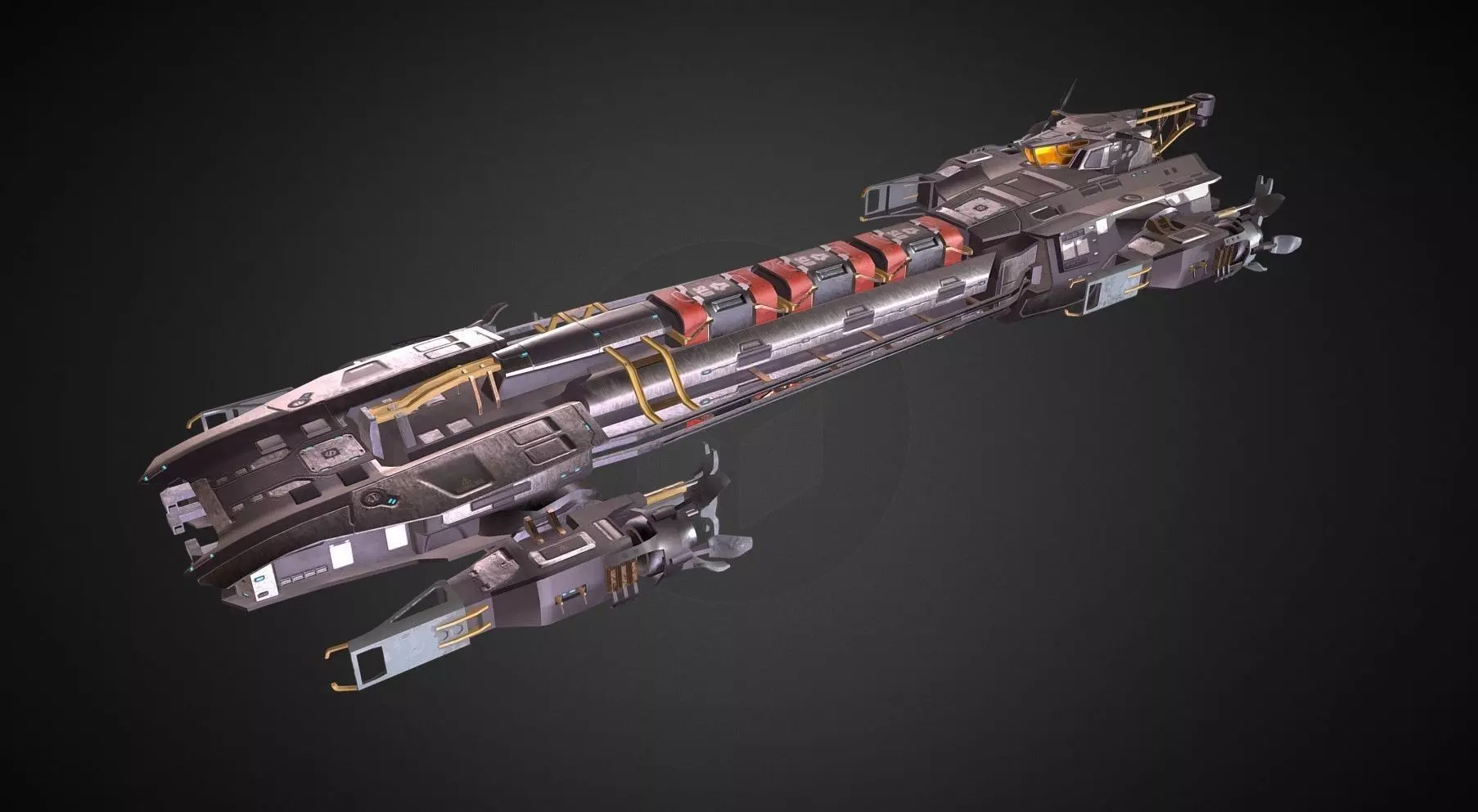 Cargo Spaceship Low-poly 3D model_0