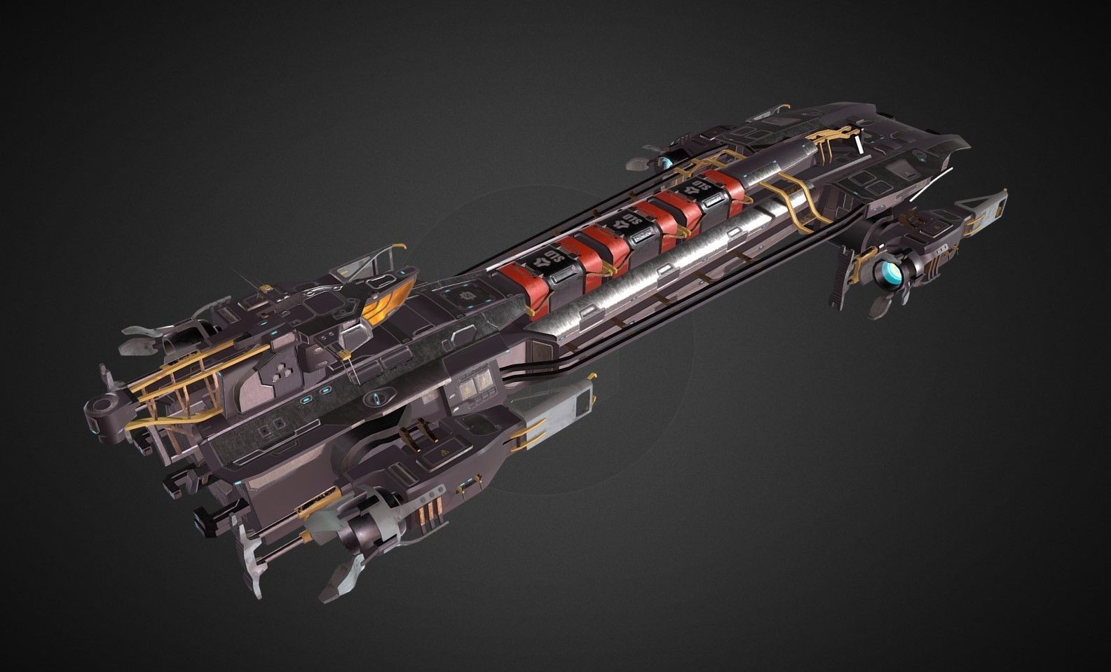 Cargo Spaceship Low-poly 3D model_1