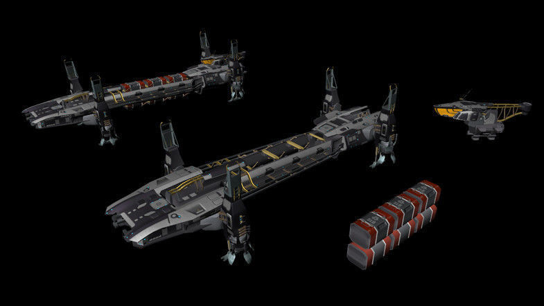 Cargo Spaceship Low-poly 3D model_7
