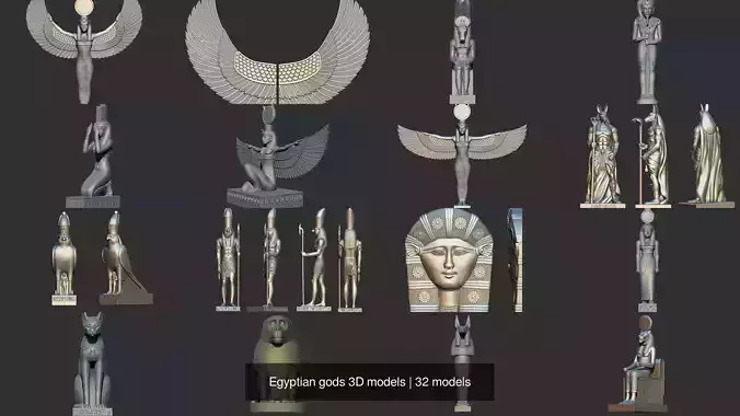 Egyptian gods 3D models