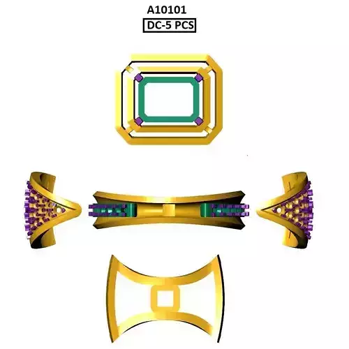 Modern Rose Gold Emerald-Cut Ring 3D Printable Model 