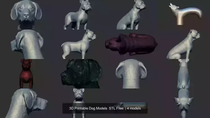 3D Printable Dog Models  STL Files 
