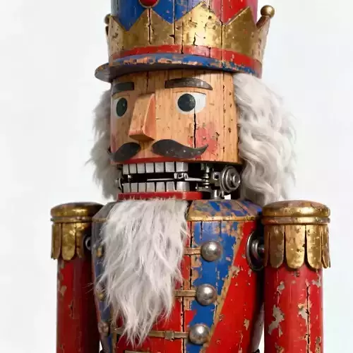 Antique Wooden Nutcracker Soldier 3D Model
