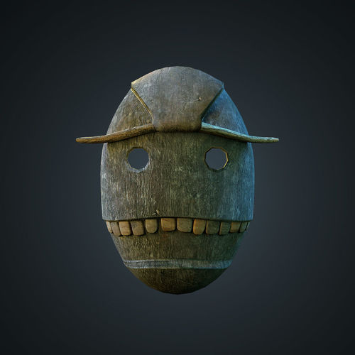 Wood Voodoo mask Low-poly 3D model