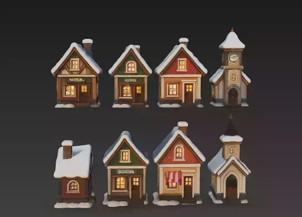 Stylized Winter Town Modular Set