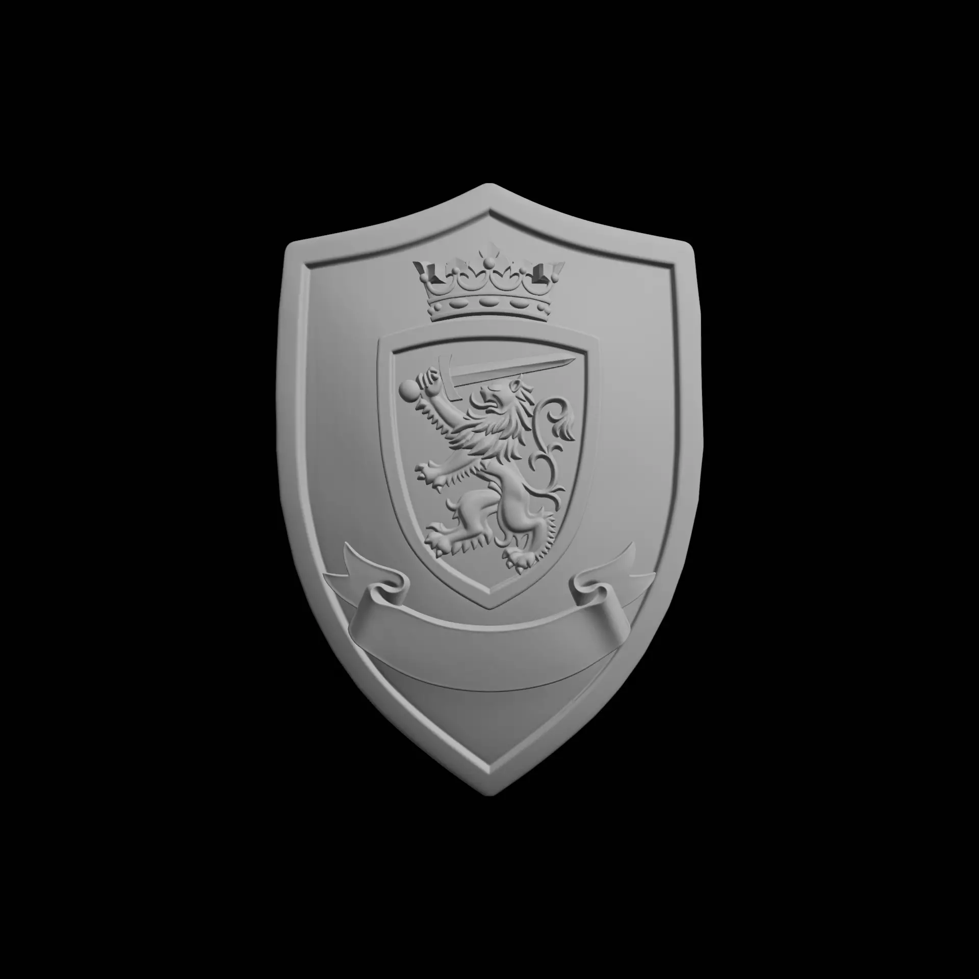 Royal Lion Crest Shield 3D print model