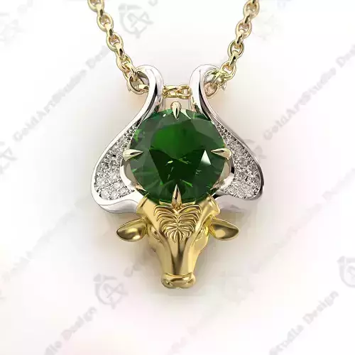 Taurus Zodiac Sign Pendant with emerald 003-05 3D print model