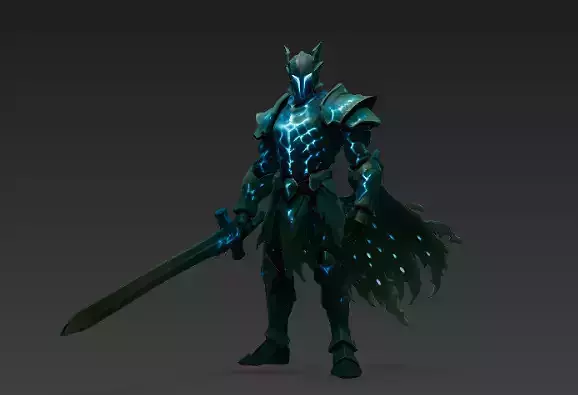 Aether Forge Knight Fantasy Armor Character PBR Ready