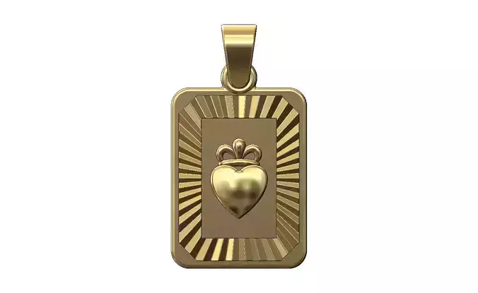 Ornament heart crown faceted sunrays tag pendant charm