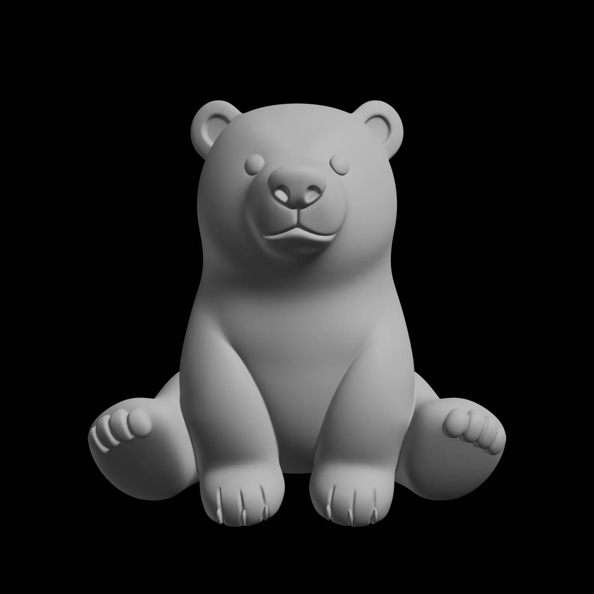 Sitting Bear Figure 3D print model