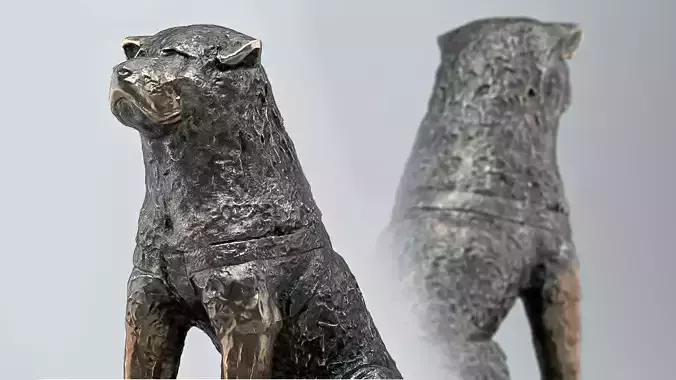 Hachiko Statue High-Quality 3D Asset PBR OBJ LODs Low-poly 3D model