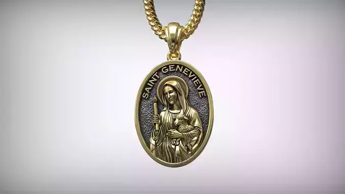 Saint Genevieve Patron Saint of Paris Christian Oval Medallion