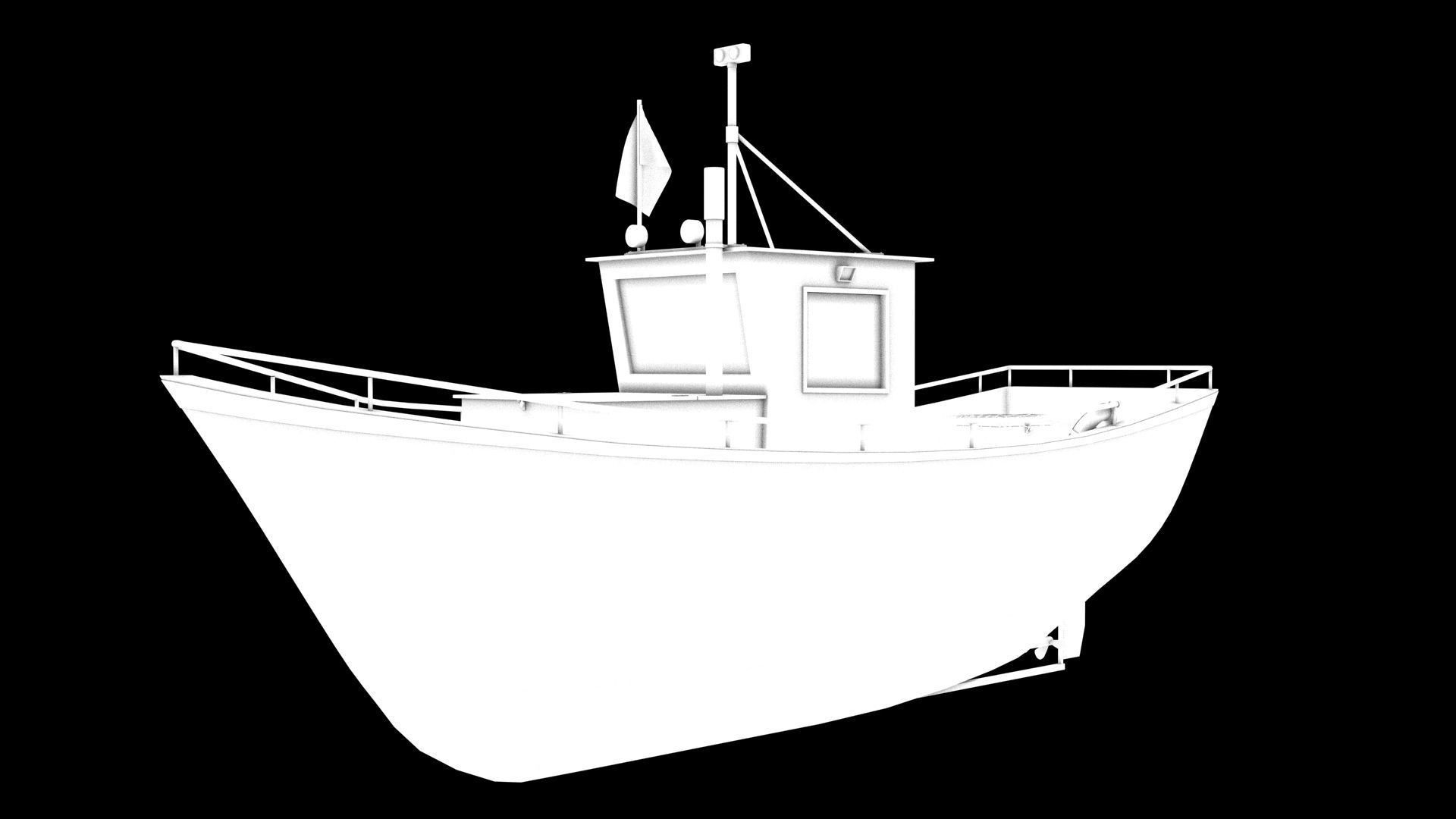 Norwegian fishing boat Low-poly 3D model_6