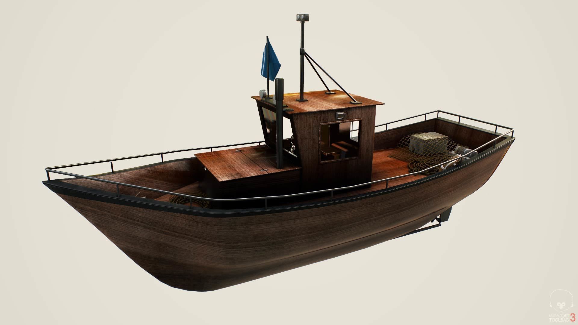 Norwegian fishing boat Low-poly 3D model_1