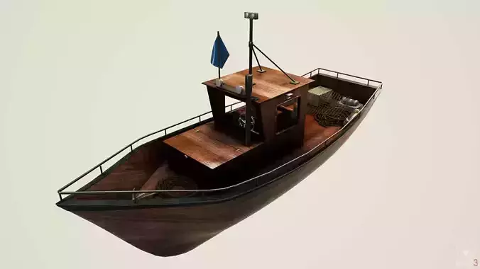 Norwegian fishing boat Low-poly 3D model
