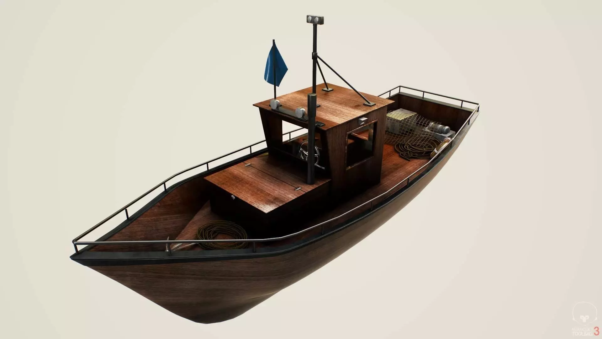 Norwegian fishing boat Low-poly 3D model_0