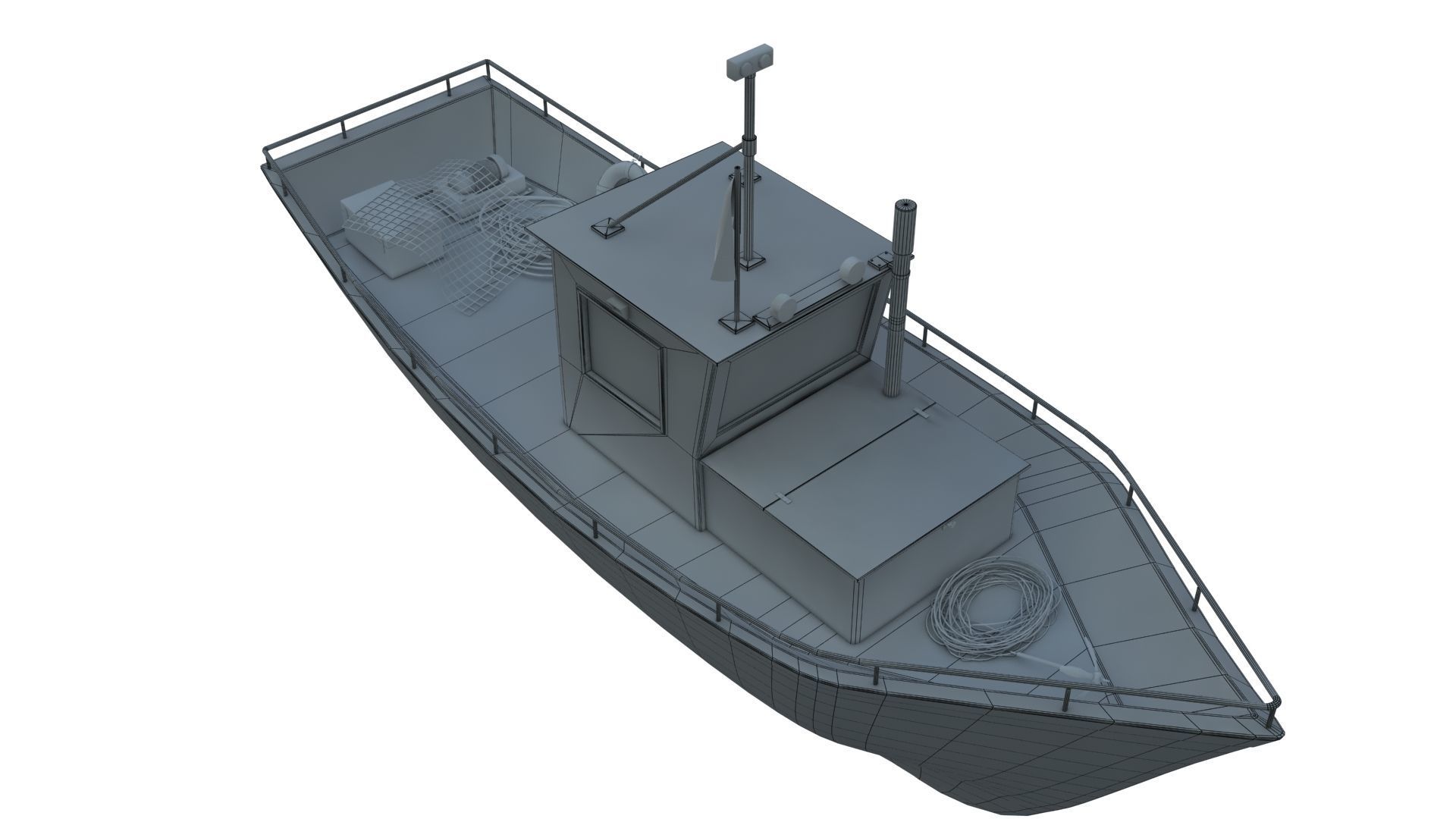 Norwegian fishing boat Low-poly 3D model_9