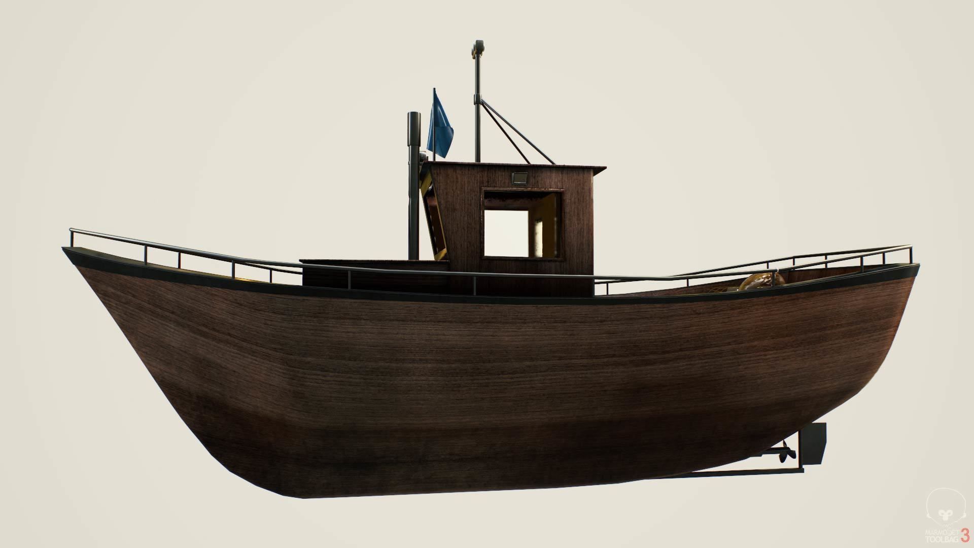 Norwegian fishing boat Low-poly 3D model_13